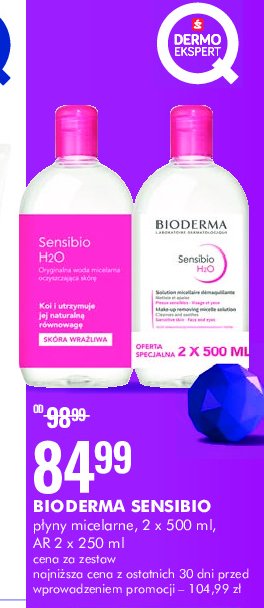 Płyn micelarny do skóry wrażliwej Bioderma sensibio h2o promocja