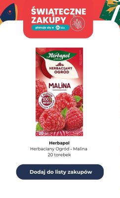 Herbata Herbaciany Ogród Malina 20 torebek promocja w Biedronka