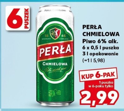 Piwo Perła Chmielowa 6% alk. 6 x 0,5 l puszka promocja w Kaufland