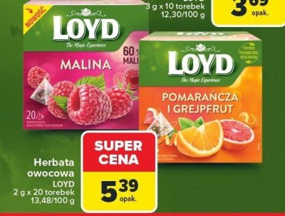 Herbata owocowa, różne rodzaje Loyd promocja w Carrefour