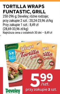 Tortilla wraps Funtastic, grill Develey promocja w Stokrotka