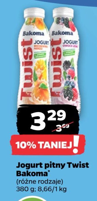 Jogurt brzoskwinia-mango Bakoma twist promocja