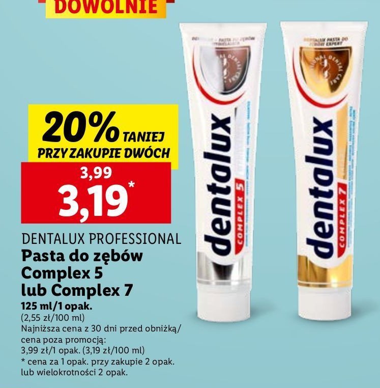 Pasta do zębów complex 7 total care plus Dentalux promocja