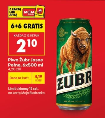 Piwo Żubr Jasne Pełne promocja w Biedronka