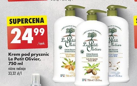 Żel pod prysznic argan milk Le petit olivier promocja w Biedronka