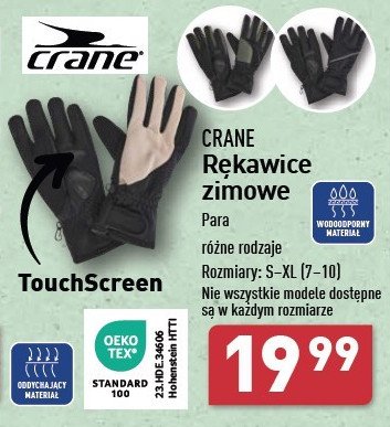 Rękawice zimowe s-xl CRANE promocja w Aldi