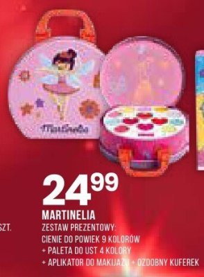 Zestaw prezentowy Martinelia cienie do powiek, 9 kolorów + paleta do ust, 4 kolorów + aplikator do makijażu, pomponowy kuferek promocja w Drogerie Natura