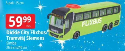 Dickie City Flixbus/Tramwaj Siemens Simba 26,5 cm/40 cm promocja w Leclerc