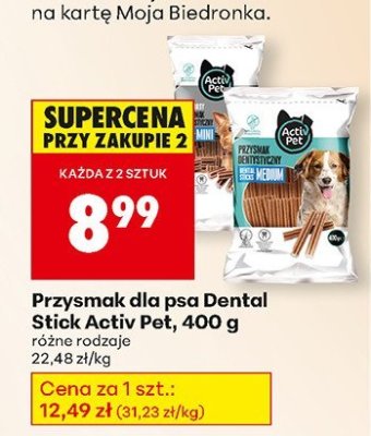Przysmak dla psa Dental Stick Activ Pet 400 g różne rodzaje promocja w Biedronka