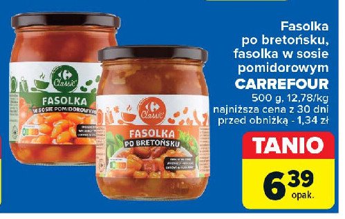 Fasolka w sosie pomidorowym Carrefour classic promocja w Carrefour Market