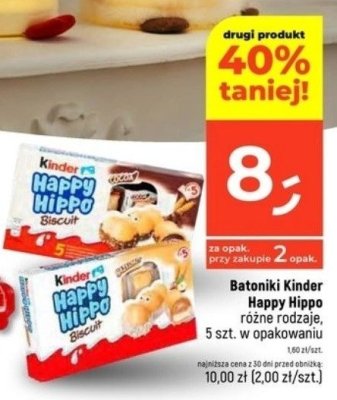 Batoniki Kinder Happy Hippo różne rodzaje, 5 szt. w opakowaniu promocja w Dealz