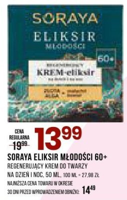 Krem Soraya Eliksir Młodości 60+ regenerujący krem do twarzy promocja w Drogerie Natura