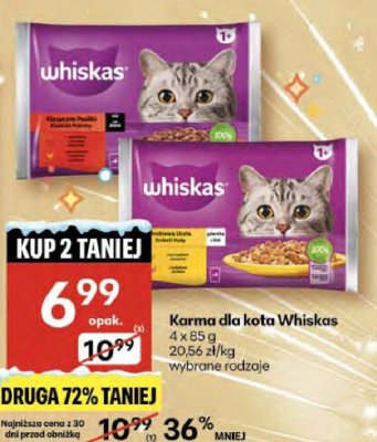 Karma dla kota Whiskas wybrane rodzaje promocja w Delikatesy Centrum
