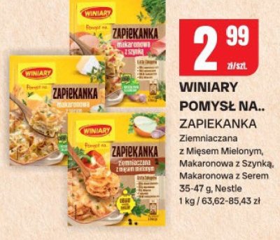 Zapiekanka Winiary Pomysł na... z Mięsem Mielonym, Makaronowa z Szynką, Makaronowa z Serem promocja w Chorten