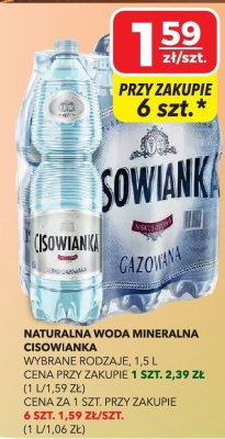 Woda naturalna mineralna Cisowianka wybrane rodzaje promocja w Top Market