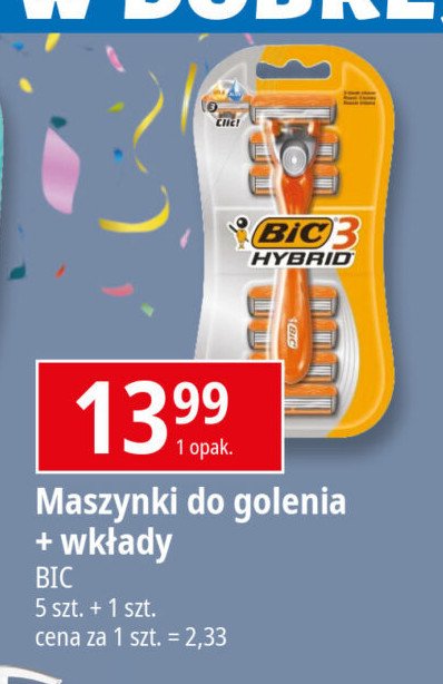 Maszynka do golenia + 5 wkładów Bic 3 hybrid promocja