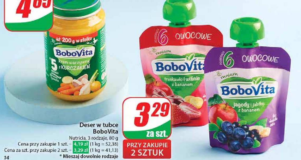 Mus truskawki i wiśnie z bananem Bobovita promocja