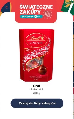 Praliny Lindor Milk 200 g promocja w Rossmann