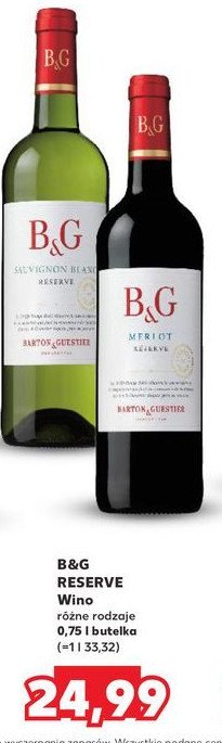 Wino B&g sauvignon blanc B&g barton & guestier promocja