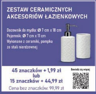Zestaw ceramicznych akcesoriów łazienkowych promocja w Stokrotka