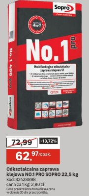 Odkształcalna zaprawa klejowa NO.1 PRO SOPRO 22,5 kg promocja w Leroy Merlin