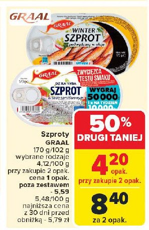 Szprot w sosie pomidorowym Graal promocja w Carrefour Market