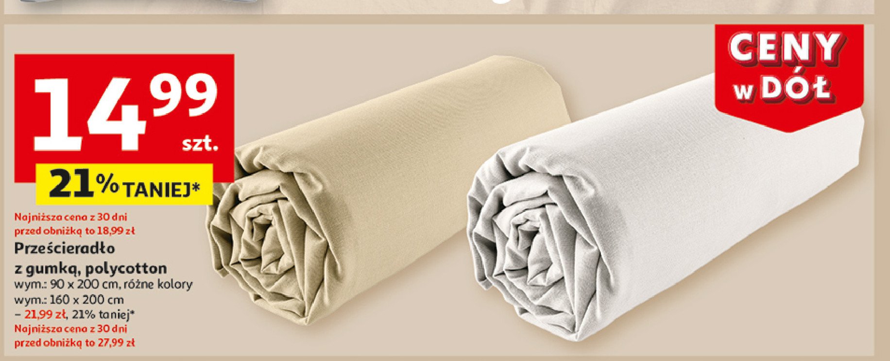 Prześciaradło z gumką 90 x 200 cm polycotton promocja