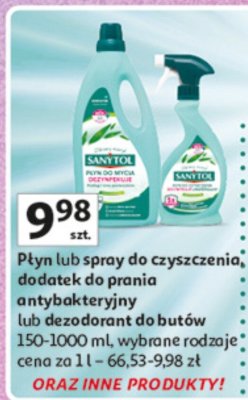 Płyn lub spray do czyszczenia, dodatek do prania antybakteryjny lub dezodorant do butów Sanytol promocja w Auchan