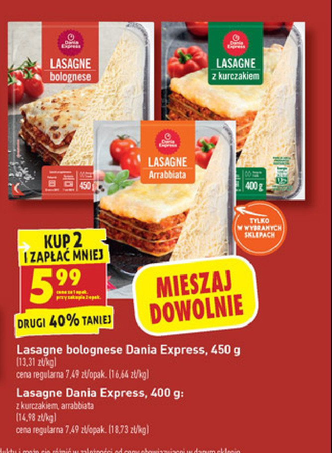 Lasagne arrabbiata Danie express promocja