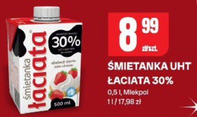 Śmietanka UHT łaciata 30% Mlekpol promocja w Chorten