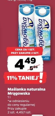 Maślanka naturalna Mrągowska promocja w Netto