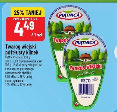 Twaróg wiejski półtłusty klinek Piątnica promocja w POLOmarket