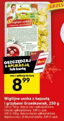 Wigilijne uszka z kapustą i grzybami Grześkowiak, 250 g promocja w Twój Market