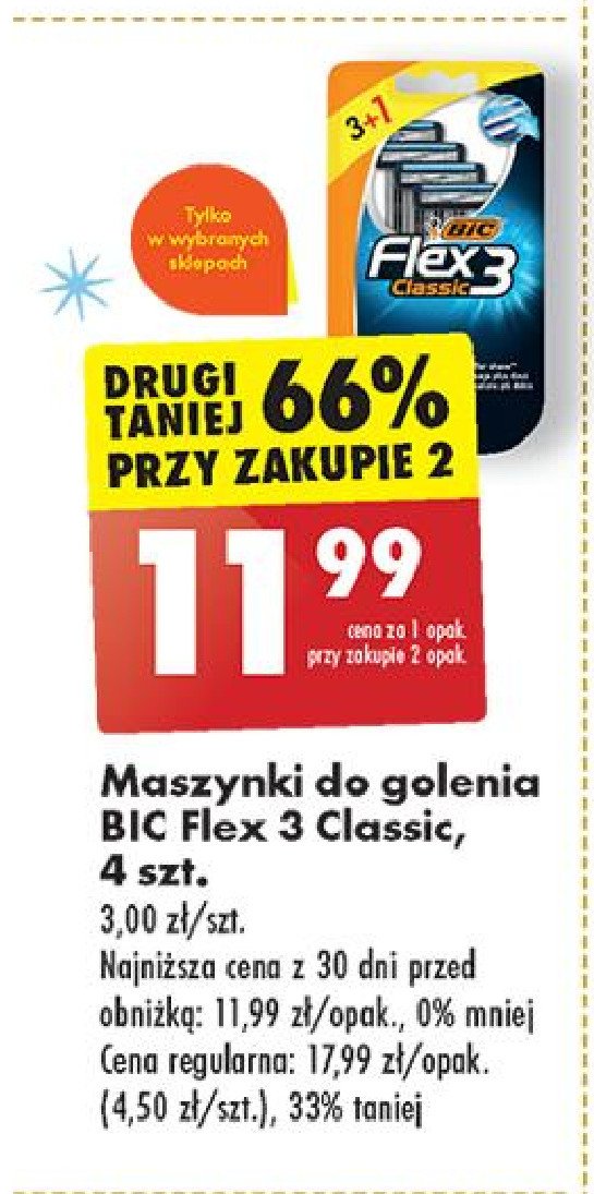 Maszynka do golenia classic Bic flex 3 promocja w Biedronka