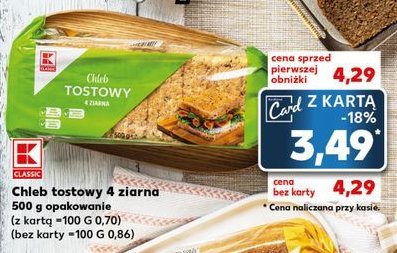 Chleb tostowy 4 ziarna K-classic promocja