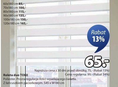 Roleta duo TOKE 60x180 cm promocja w Jysk