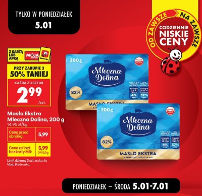 Masło Ekstra, 200 g promocja w Biedronka