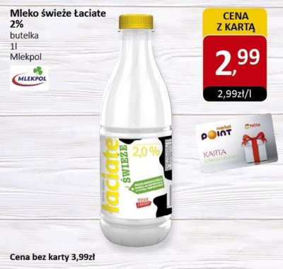 Mleko świeże Łaciate 2% Mlekpol promocja w Market Point