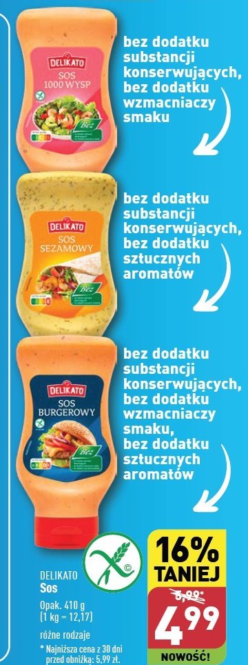 Sos burgerowy DELIKATO (ALDI) promocja