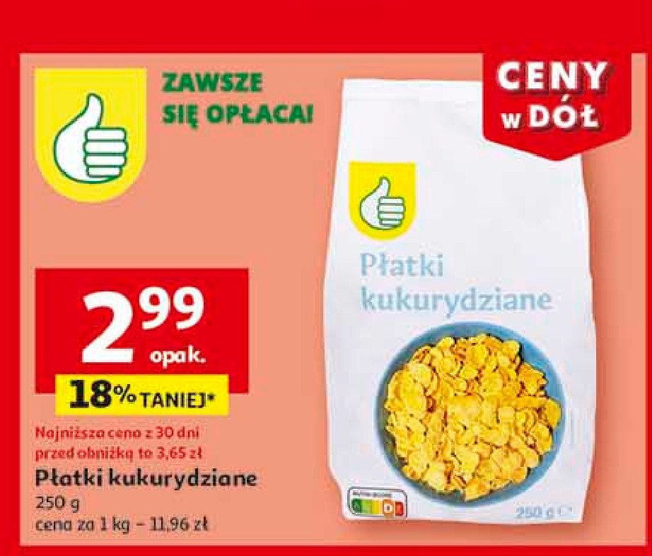 Płatki kukurydziane Podniesiony kciuk promocja w Auchan