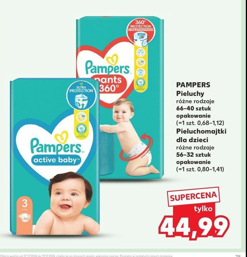 Pieluszki dla dzieci midi Pampers active baby promocja