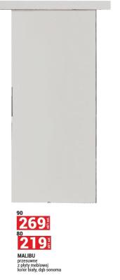 Drzwi MALIBU przesuwne z płyty meblowej kolor biały, dąb sonoma 80 promocja w Merkury Market