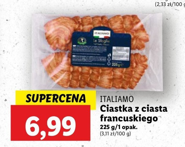 Ciastka z ciasta francuskiego le sfoglie Italiamo promocja