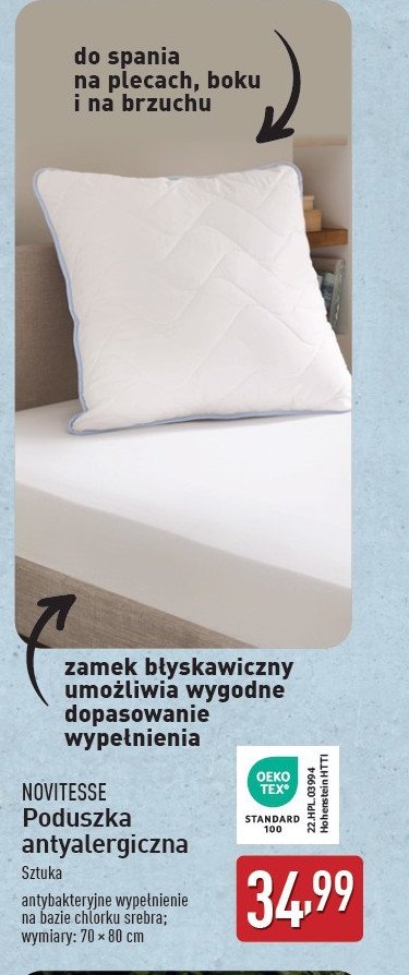 Poduszka antyalergiczna 70 x 80 cm Novitesse promocja