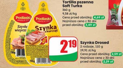 Tortilla pszenna Soft Turka promocja w Dino