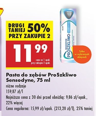 Pasta do zębów Sensodyne pro szkliwo delikatne wybielanie promocja w Biedronka