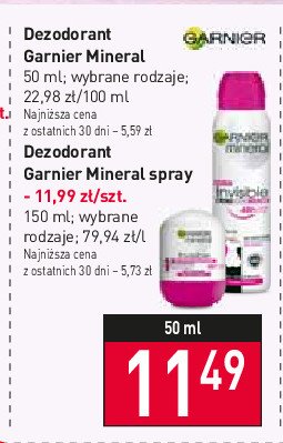 Dezodorant Garnier mineral invisi clear promocja