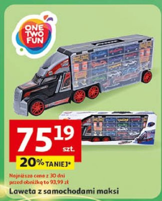 Laweta z samochodami maksi ONE TWO FUN promocja w Auchan