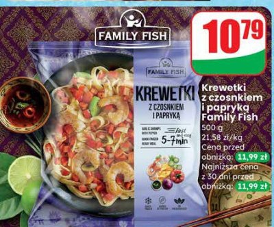 Krewetki z czosnkiem i papryką Family Fish promocja w Dino