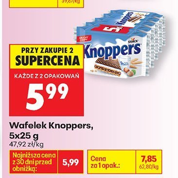 Wafelek Knoppers 5x25 g promocja w Biedronka